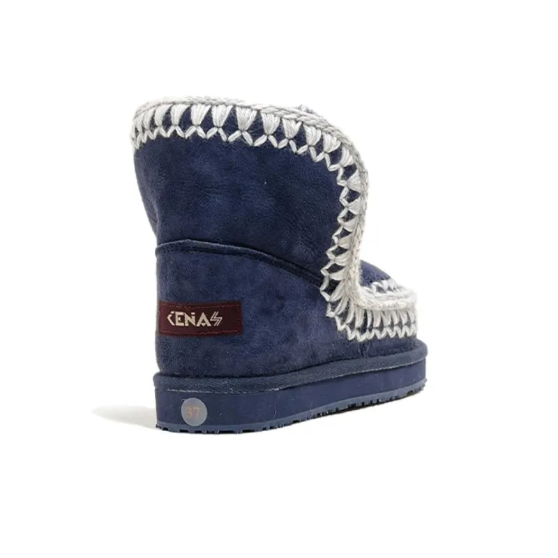 K.D.KENAZ Warm Wear Resistant Slip Resistant Short Fashion Snow Boots Women's Royal Blue-3