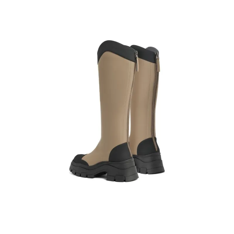 BELLE Knee-high Boots 6cm Women's Green Apricot Black-14