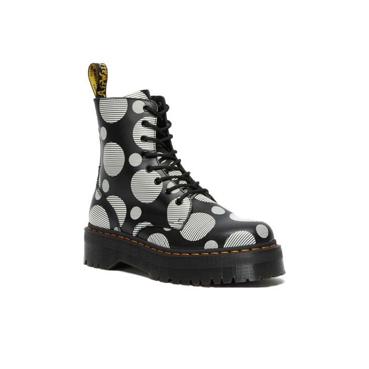 Dr. Martens Jadon Polka Dot Leather Platform Boots White US