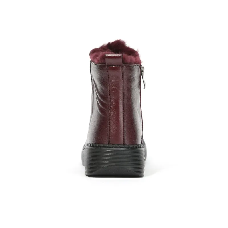 Old Meihua Ankle Boots Women's Black/Burgundy-8