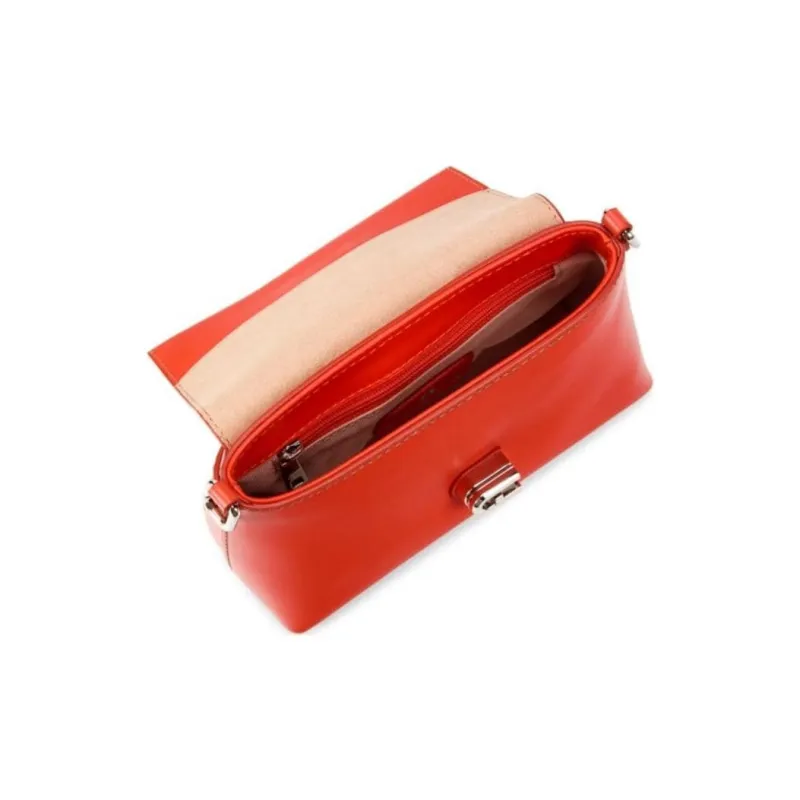 Furla Cow Leather Square Bag, Shoulder Bag, Crossbody Bag Tubas Women's Citrus Orange-4