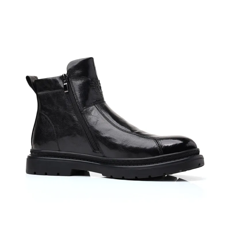 Beidouniao Ankle Boots Men Black-1