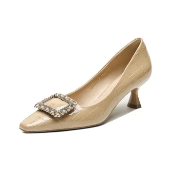 【dme】 Chunky Heel High Heels 5.5cm Women's Apricot