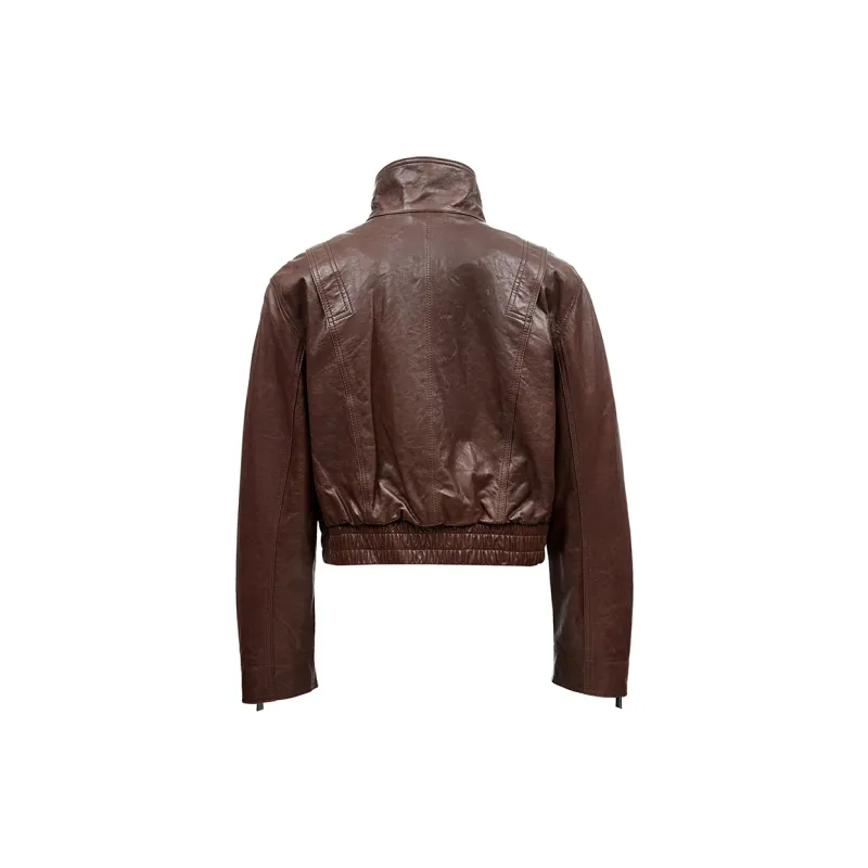 ONLY Leather Jackets Women's E09 Drum Brown-1