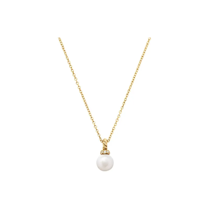 David Yurman 18kt Yellow Gold Petite Solari Diamond And Pearl Necklace 11.5mm-0