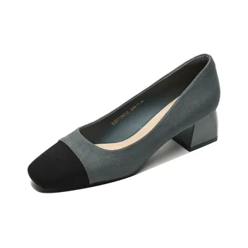 【dme】 Chunky Heel High Heels 4.5cm Women's Gray Green