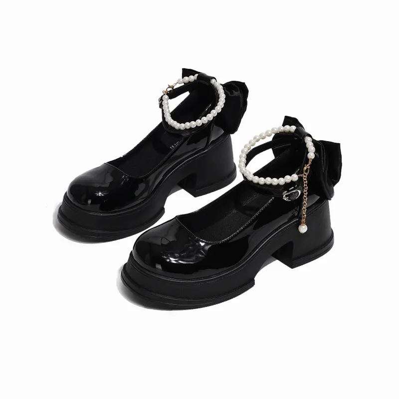 SHUXI Chunky Heel High Heels 6.5cm Women's Black Beige-2