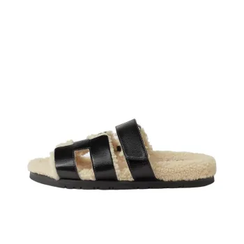 HERMES Chypre Rubber Sole Slip Resistant Slide Slippers Women's Black