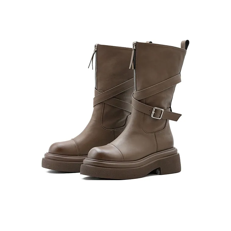 Little Sue Niche Design Lapel Double-Wear Hot Girl Biker Boots Ankle Boots Women's-5
