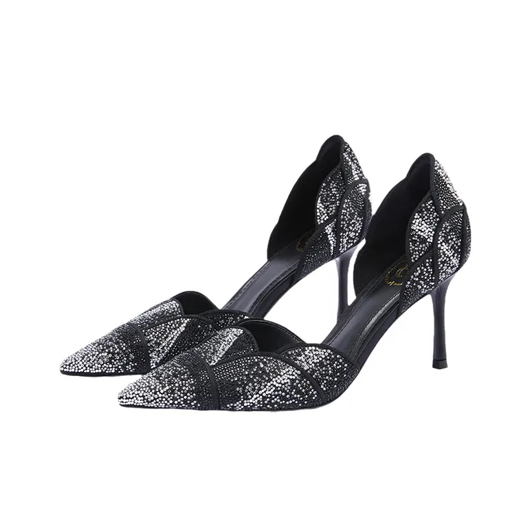 73Hours Rose Girlish Slim Heel High Heels 8cm Women's Black-3