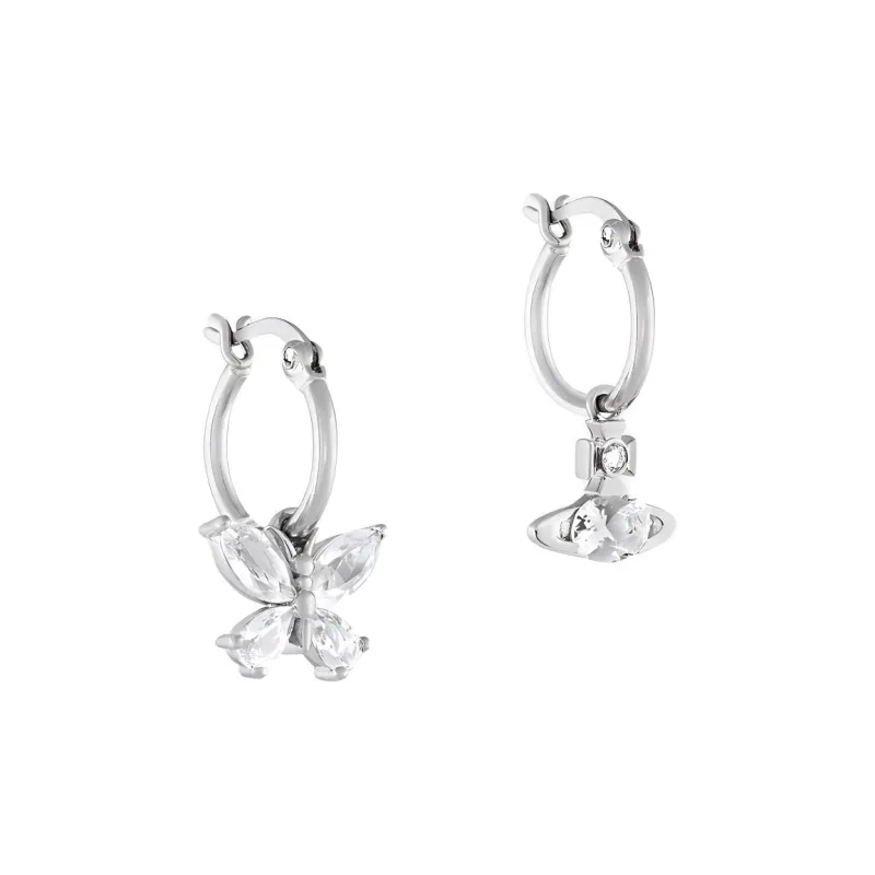 Vivienne Westwood Brass, Electroplated, Cubic Zirconia, Gemstone Earrings Women's Silver-1