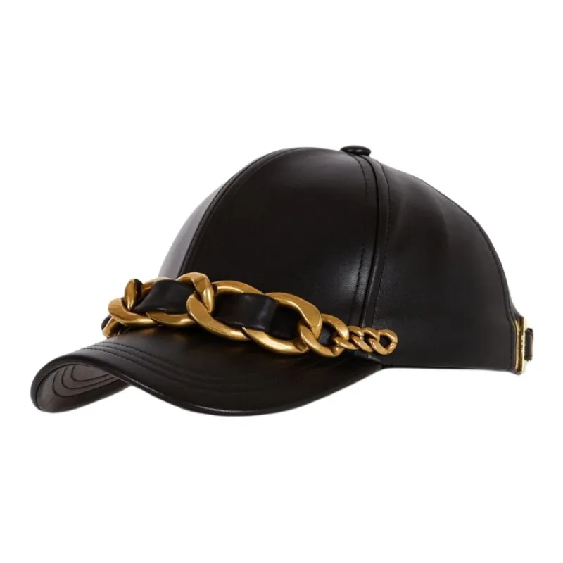 BALMAIN Chain detail Leather Cap-0