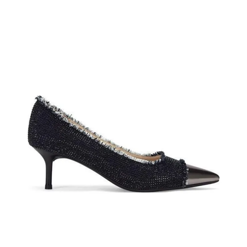 73Hours Romantic Date Slim Heel High Heels 8cm Women's Dark Blue-1