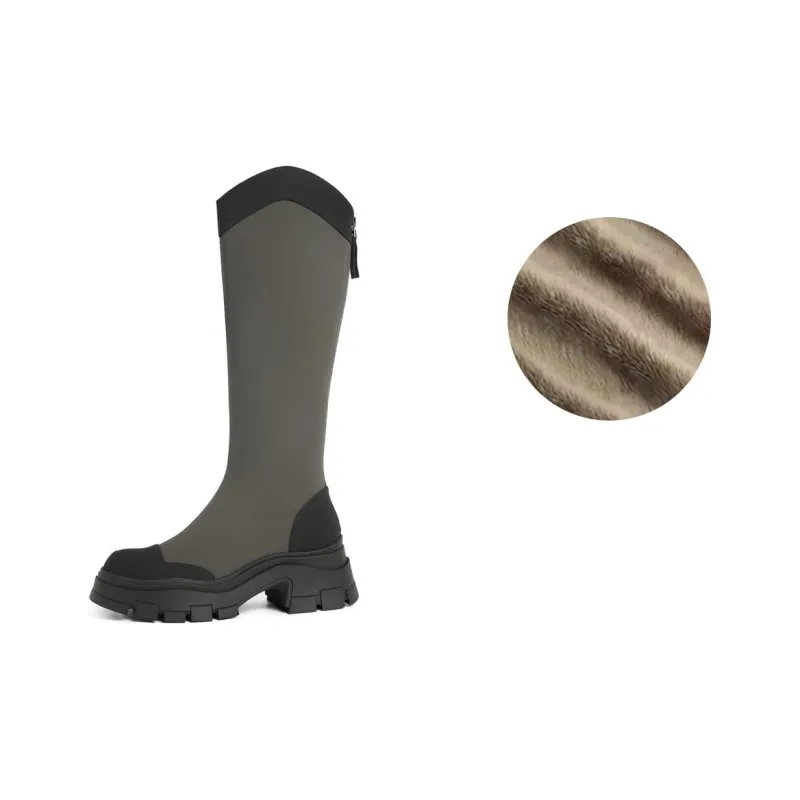 BELLE Knee-high Boots 6cm Women's Green Apricot Black-16