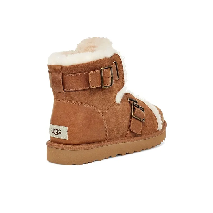 UGG Dune Mini Buckle Boot Fleece Lined Brown Women's-3