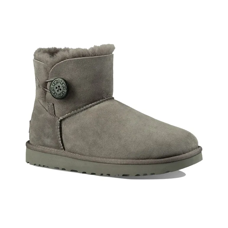 UGG Mini Bailey Button Ii Boot Fleece Lined Gray Women's-2