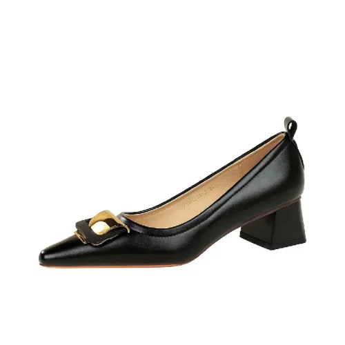 BIGTREE Chunky Heel High Heels 4.5cm Women's Black