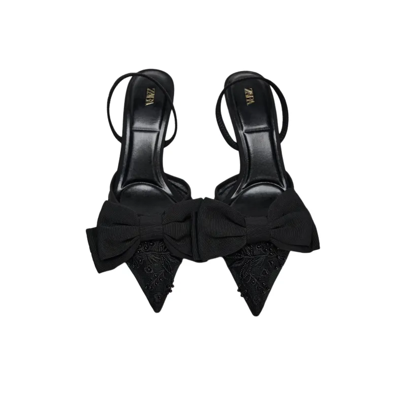 ZARA Slim Heel High Heels 7cm Women's Black-3