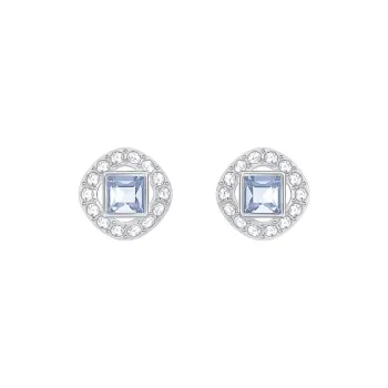 Swarovski Angelic Square Gold Plated Stud Earrings Women's Blue/White