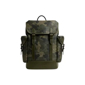 COACH Hitch Artificial Leather With Cow Leather Backpack Large Size Men's Camouflage
