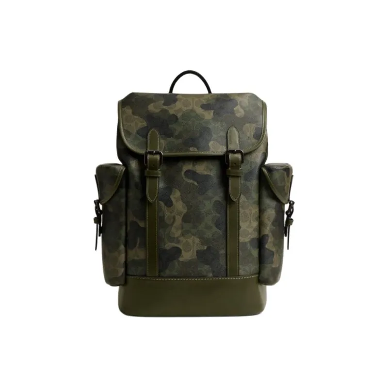 COACH Hitch Artificial Leather With Cow Leather Backpack Large Size Men's Camouflage-0