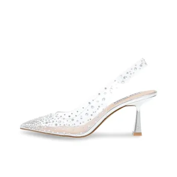 STEVE MADDEN Slim Heel Stylish Sandals Women's Silver