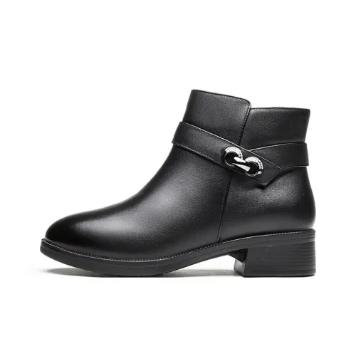 AOKANG Casual High Top Ankle Boots Women's Black