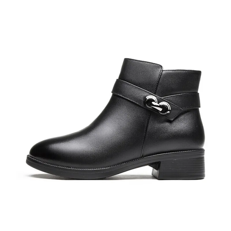 AOKANG Casual High Top Ankle Boots Women's Black-0