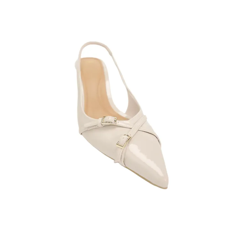 ZARA Slim Heel High Heels 7cm Women's Beige-3