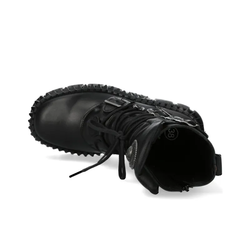 NEW ROCK Ankle Boots 6cm Unisex Black-6