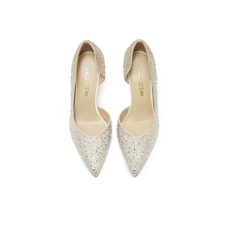 Lazi Slim Heel High Heels 8.5cm Women's Champagne-1