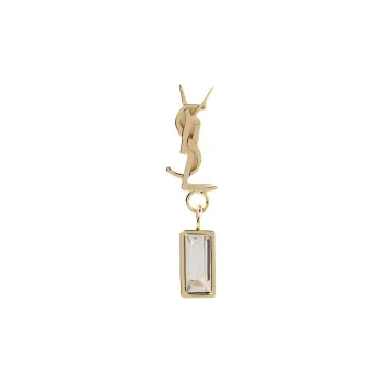 SAINT LAURENT Engraved logo Crystal embellished Earring