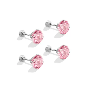 LINGJIE Zircon Titanium Steel Stud Earrings Women's