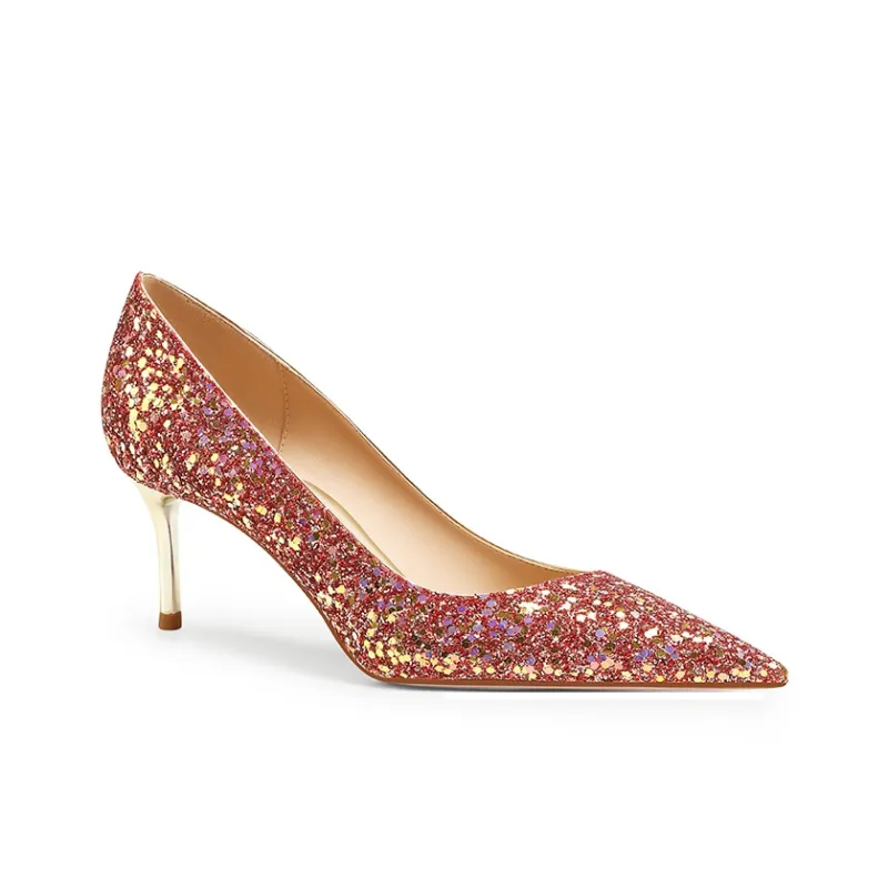 PJJUU Slim Heel High Heels 6.5cm Women's Red-1