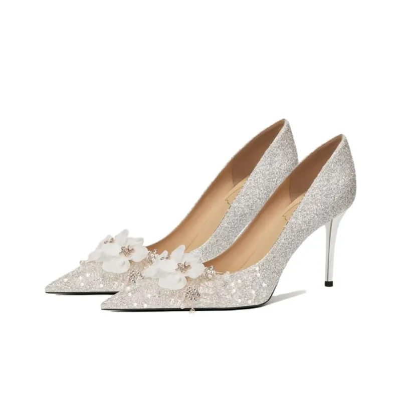 Zubumei Slim Heel High Heels Women's Pearl White-1