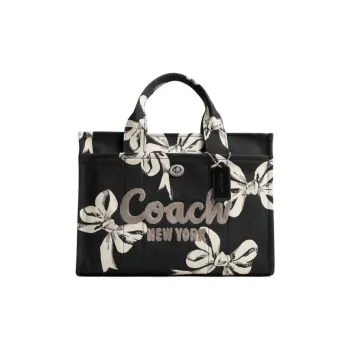 COACH Fabric Tote Bag, Shopping Bag, Crossbody Bag, Handbag Tubas Women's Black