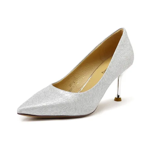 Spider King Slim Heel High Heels 7cm Women's Silver White