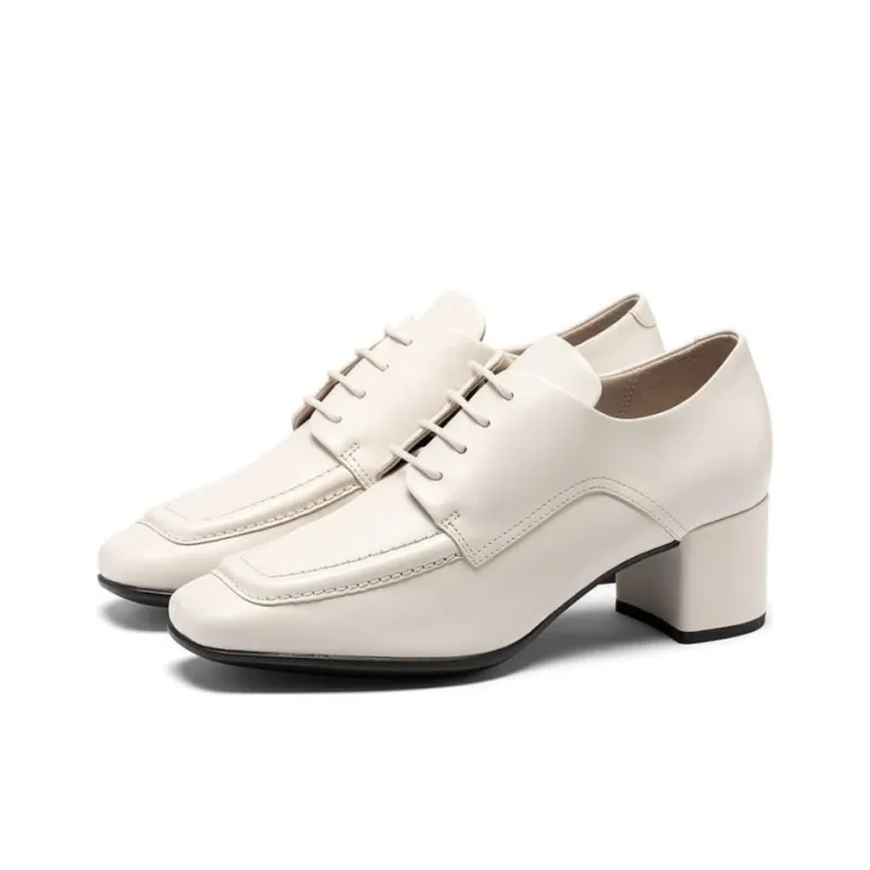 Ecco Chunky Heel High Heels 5cm Women's Beige-1