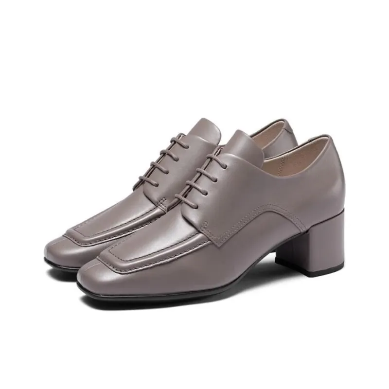 Ecco Chunky Heel High Heels 5cm Women's Gray-2