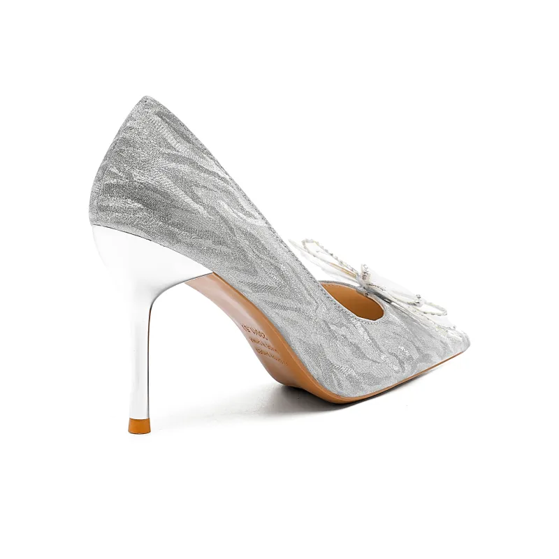 CHILI Slim Heel High Heels Women's Silver-1