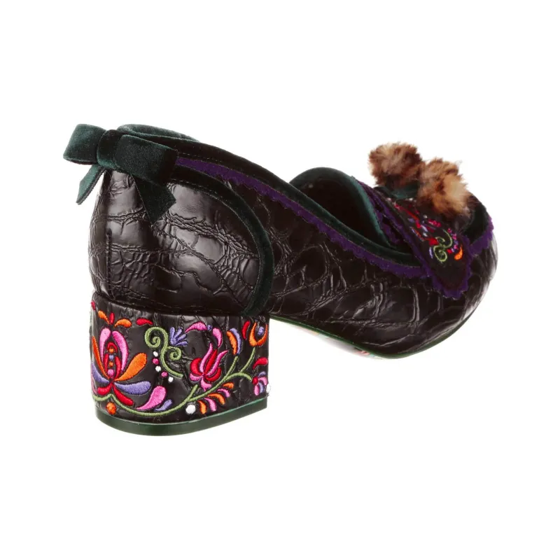 IRREGULAR CHOICE Cosy Cottontail Chunky Heel High Heels 5cm Women's Black-3