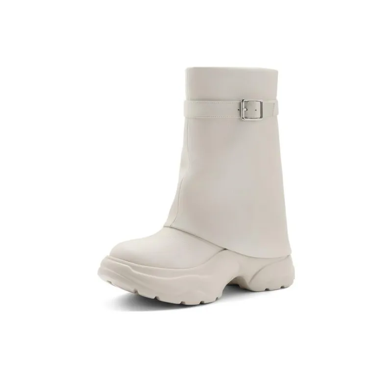 BELLE Ankle Boots 6CM Women's Soft Matte White Meteorite Black-5