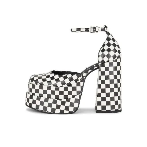 STEVE MADDEN Chunky Heel High Heels 12.5cm Women's Black White