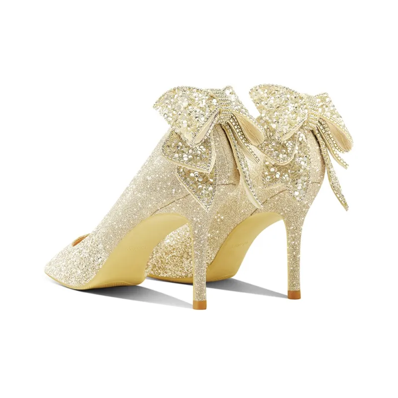 ROSE CASTLE High Heels Women's White Gold-3