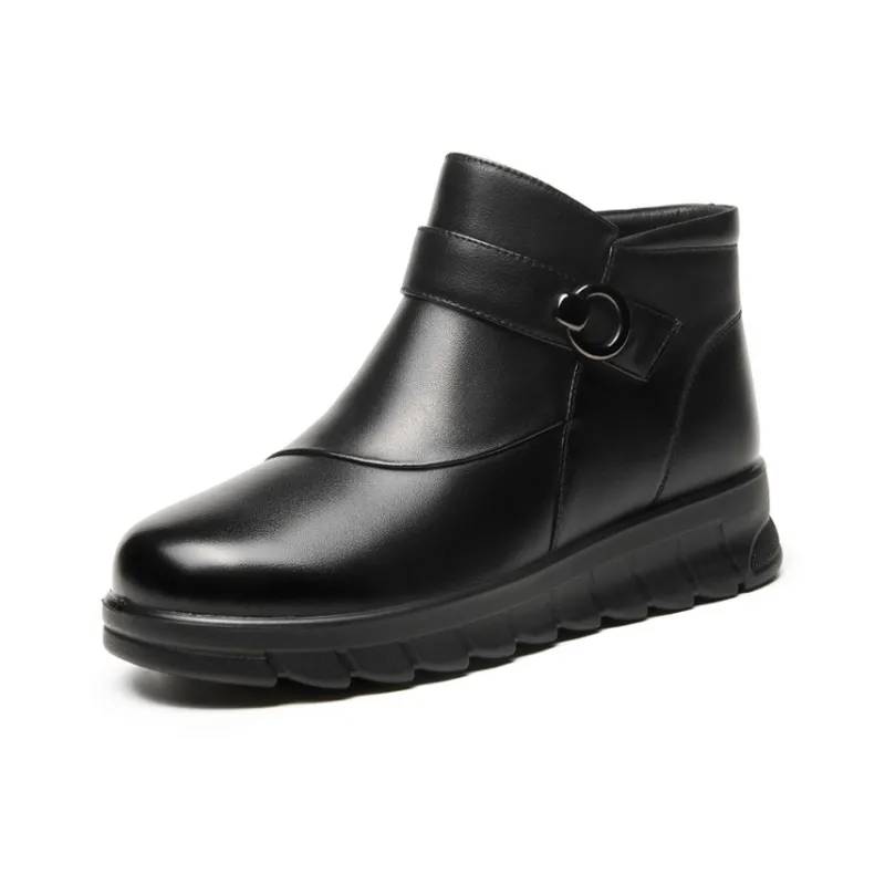 AOKANG Casual High Top Ankle Boots Women's Black-1
