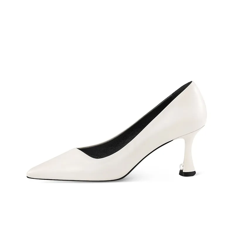 7or9 Luminous Black With Logo Slim Heel Air Cotton High Heels 7cm Women's Ecru-0