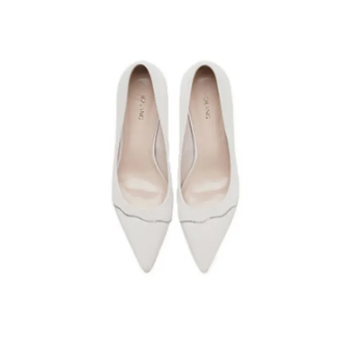 AOKANG Slim Heel High Heels 7.3cm Women's Ecru-4