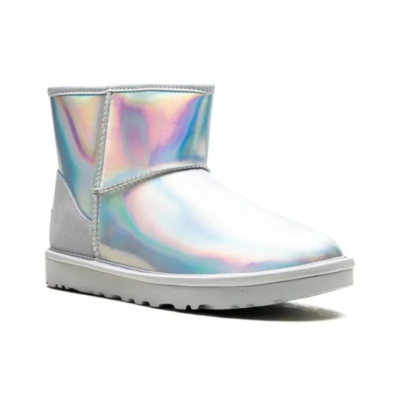 UGG CLASSIC MINI Iridescent Short Snow Boots Women's Glacier Gray-2