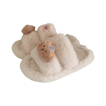 SHIGUDE Indoor Cotton Slipper Shoes Women's White