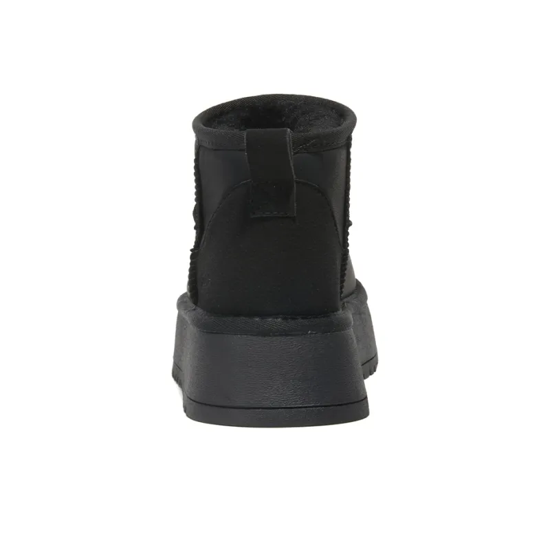 La Chapelle Warm Water Resistant And Wear Resistant Short Snow Boots Women's Black-4
